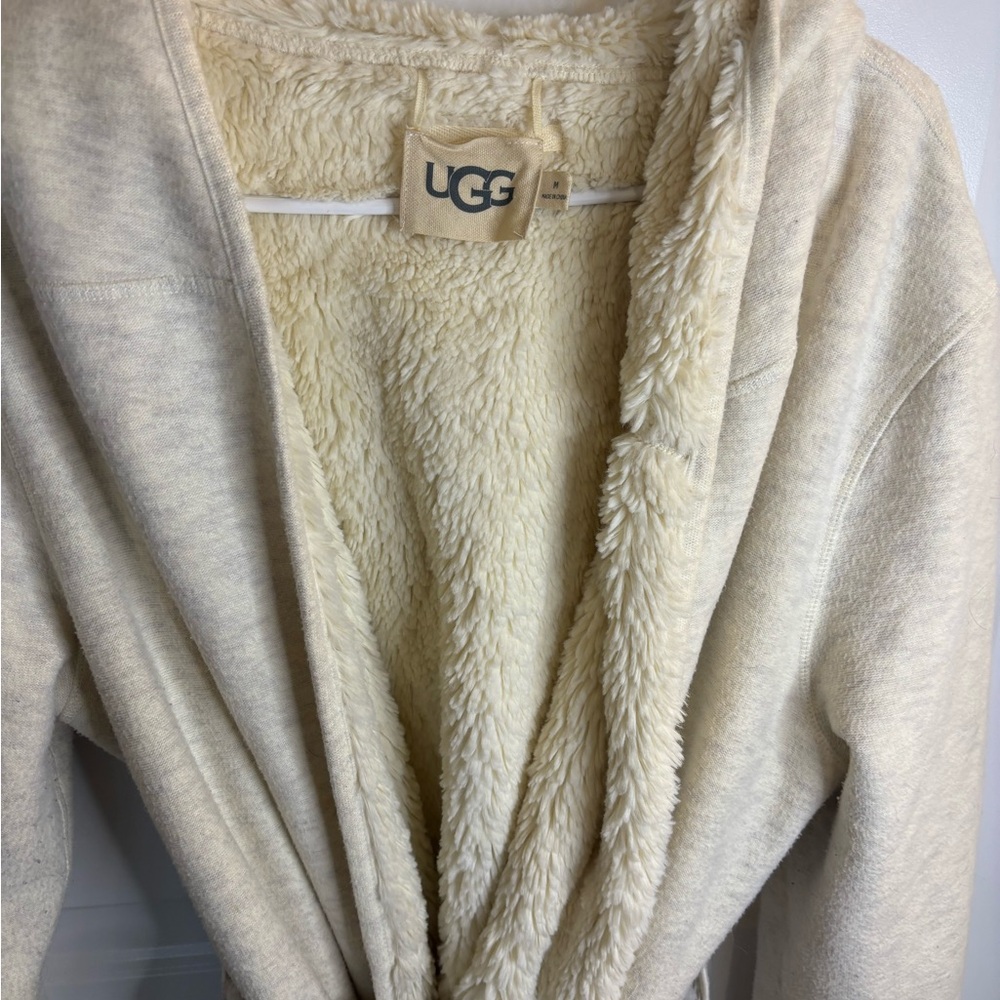 UGG Women's Cream Robe Teddy Jacket with Gray Belt - Picture 8 of 8